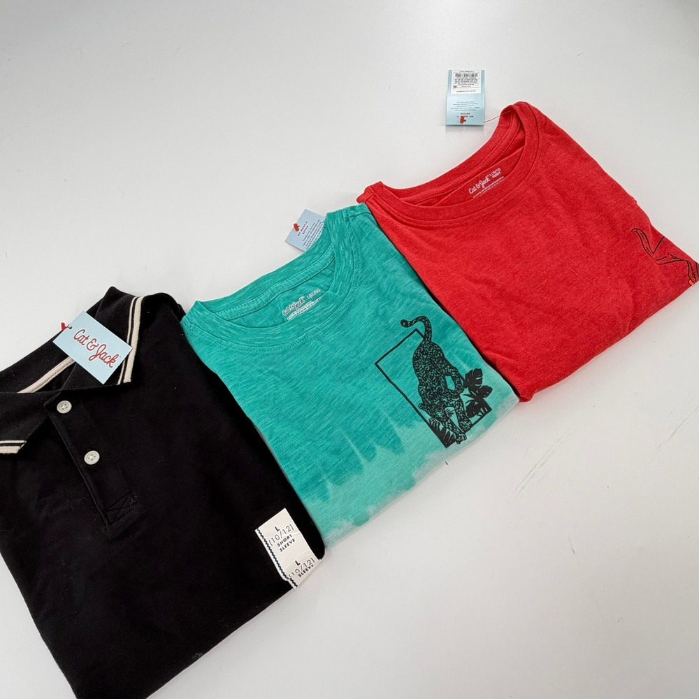 Cat & Jack Boys Shirt Bundle Polo Tank T-Shirt Graphic Size L 10/12 Multicolor